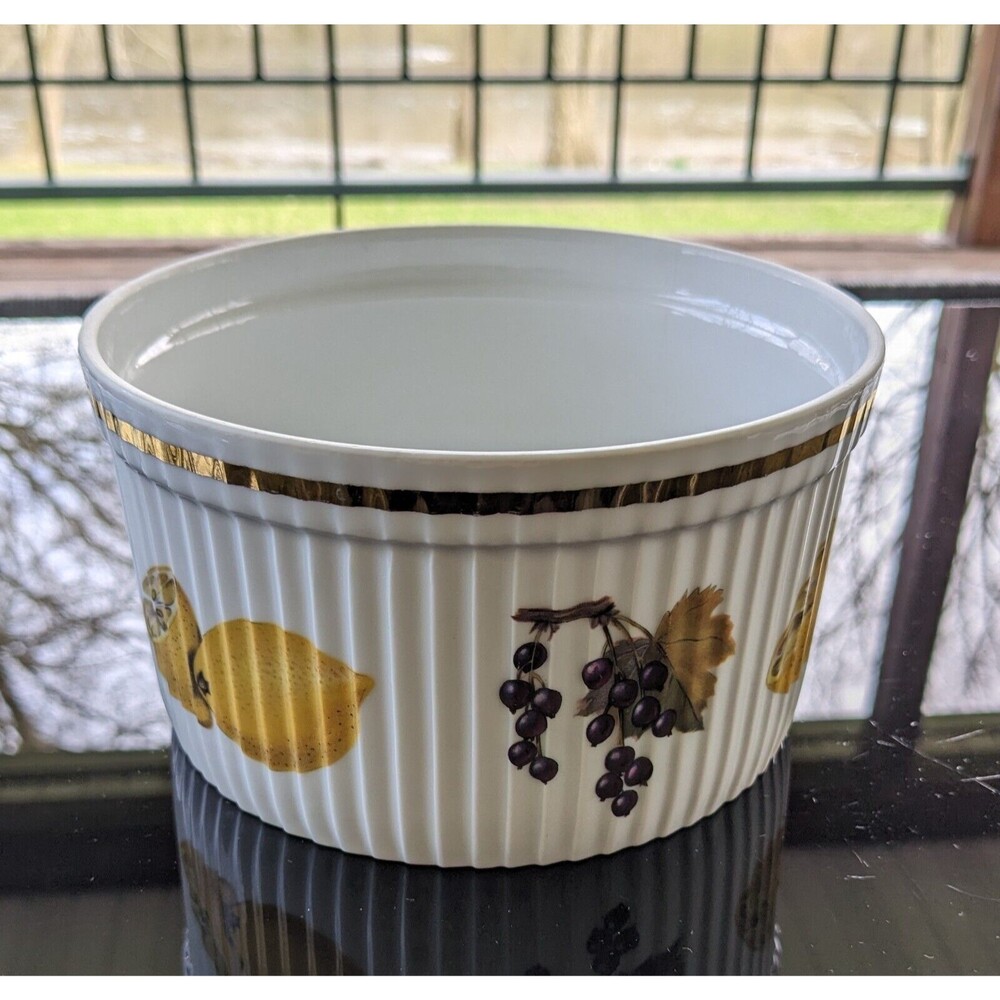 Vtg Royal Worcester Evesham 6" Gold Souffle Casserole Dish Shape 46 #2 Lemon